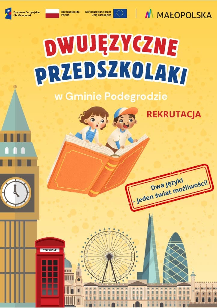 Rekrutacja dzieci do projektu  „Let’s play! Dwujęzyczne przedszkolaki w Gminie Podegrodzie”